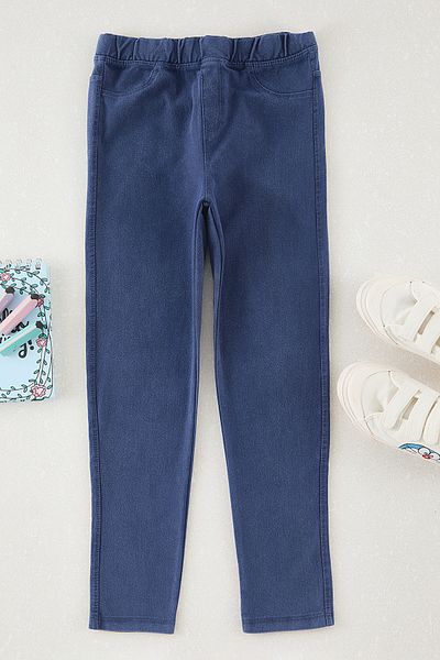 TRENDYOLKIDS Pantaloni țesuți cu talie elastică pentru fete albastre TKDAW25PL00006