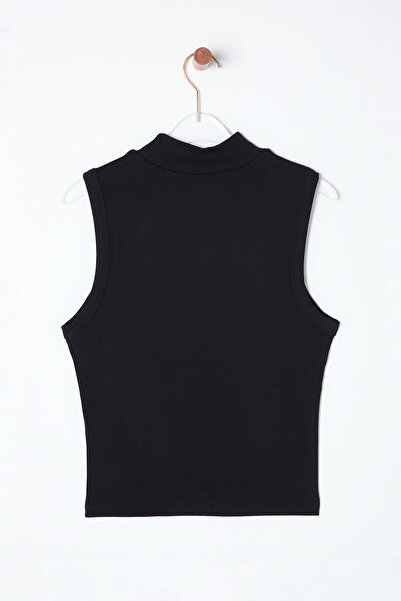 Trendyol Collection Černá Přiléhavá/Bodycon Stojací límec Bez rukávů Pružná pletená halenka TWOSS25BZ00038