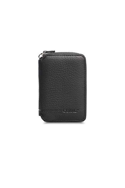GUARD Zippered Matte Black Leather Mini Wallet