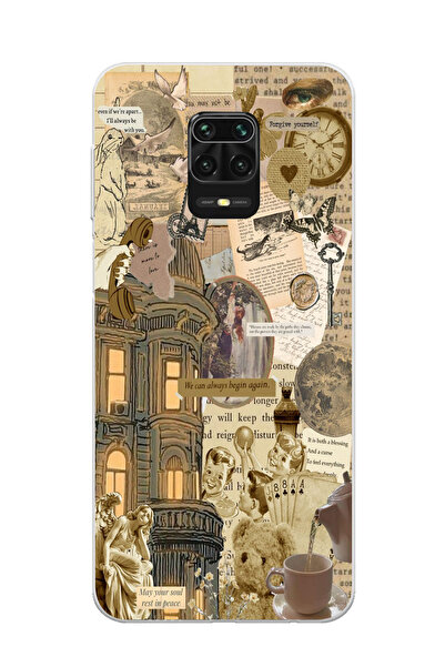 moonset Xiaomi Redmi Note 9 Pro / Note 9S Uyumlu Vintage Kolaj Tasarımlı Bask...