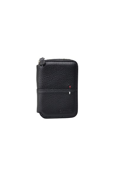 GUARD Zippered Black Leather Mini Wallet