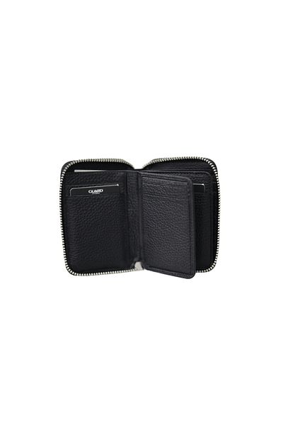 GUARD Zippered Black Leather Mini Wallet