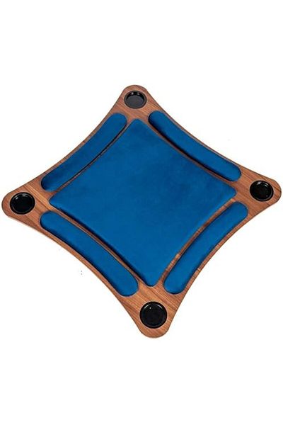 ALBADER Floor Wooden Ploot Play Cards Game Table Med-Size, Curved Wood Baloot Table 80 * 80 CM