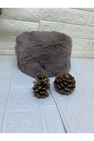 sema aksesuar New Year's New Year's Christmas Gift Anthracite Furry Plush Heart Hat Winter Faux Fur