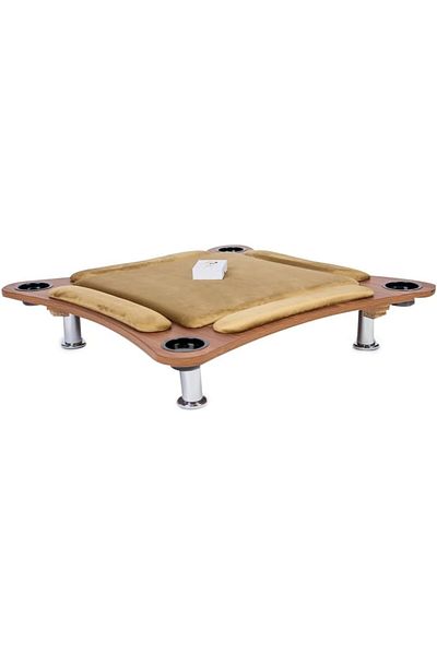 ALBADER Floor Wooden Ploot Play Cards Game Table Med-Size, Curved Wood Baloot Table 80 * 80 CM