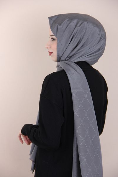 PİRAMİT Anthracite Pyramid Monogram Shawl