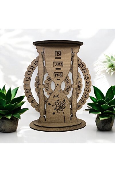 Vera Atolye İsme Özel Mesajlı Ahşap Sonsuz Takvim Kum Saati Şekilli