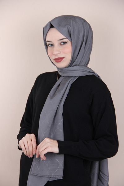PİRAMİT Anthracite Pyramid Monogram Shawl