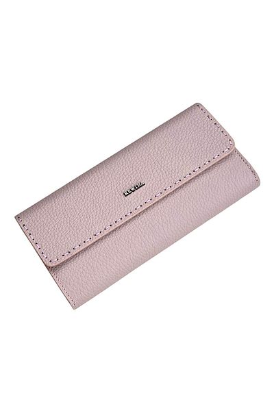 REWİNA Lilac Genuine Leather Sports Stitching Detailed Hidden Magnet Women's Portfolio Wallet