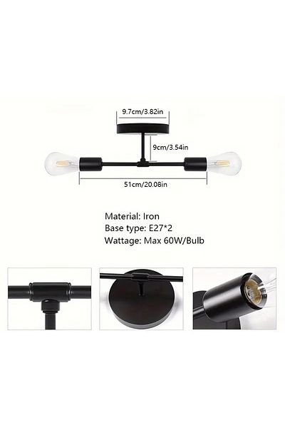 VENON 2 Pcs Fiesta Sconce Black Wall Lamp Modern Retro Sconce for Bedroom-Bedside-Bathroom