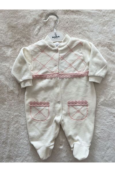 Bebelinna Velvet Girls Jumpsuit with Pocket Lace