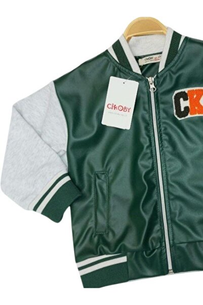 Çikoby Момчешко палто с подплата от трико и кожени детайли