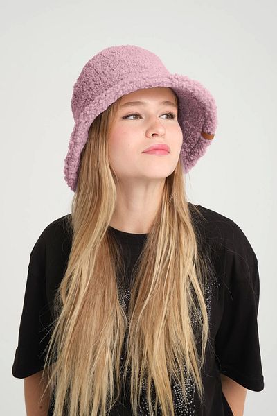 robanu Stylish Lamb Wool Bucket Hat |   Powder Color Lamb Bucket Hat