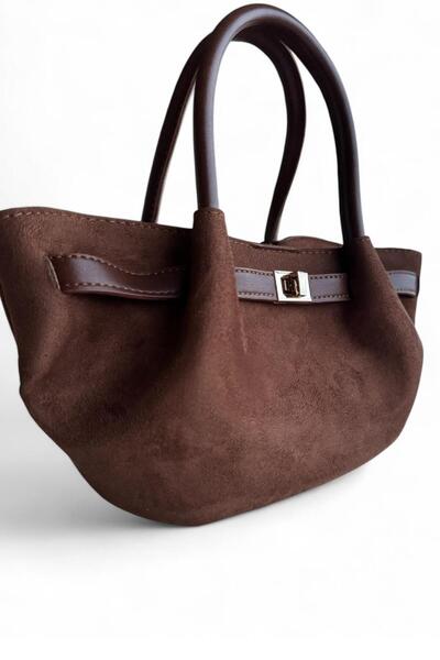 Melissa Boutique Kadın Taba Süet Tasarım Uzun Askılı Mini Boy El Ve Omuz Çantası