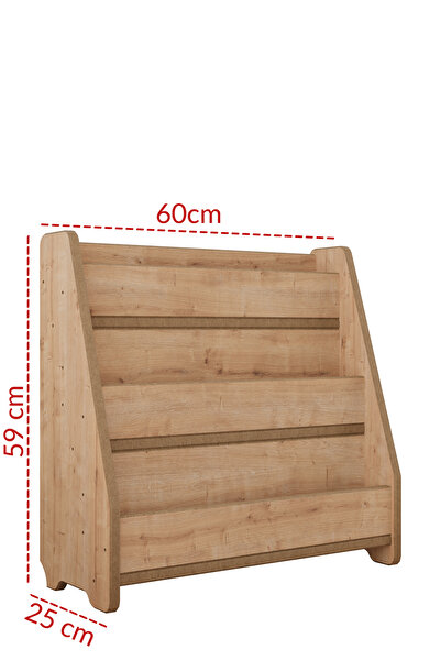zeo wood design Montessori Mdf Çocuk Kitaplığı - Safir Meşe