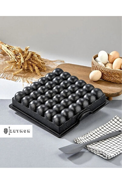 ZETMON Granit Döküm Tart Kalıbı Kare Atom Şekilli Dilimli 26X26CM