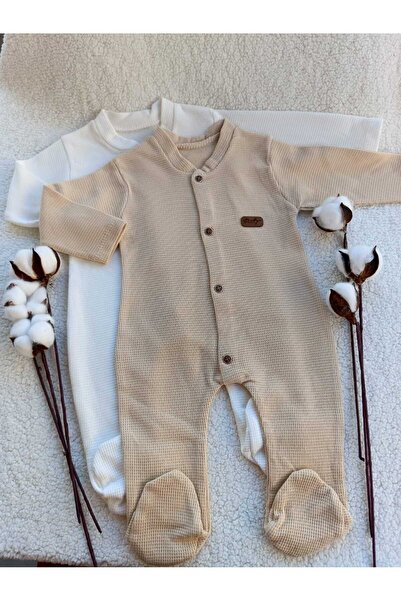 Bilge Trend طقم رومبير للأطفال مصنوع من القطن الطبيعي بنسبة 100% باللون البيج...