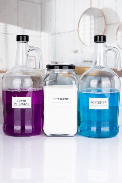 Karçiçeği Home Decorative Glass 3-pack Softener And Liquid Detergent Bottle 3 Lt And Detergent Jar 3 Lt