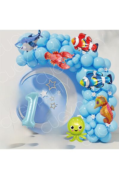 CUGY SET DE PETRECERE DE ORNAMENT DE ZI DE NAȘTERE CU TEMATICA MAREA DE OCÉAN ALBASTRĂ CONCEPT MARINE CREATURES