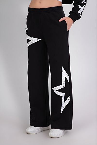 DMB BOYS & GIRLS Çaren Kids- Star Printed Unraised Wide Leg Girl's Trousers