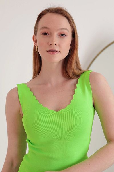 pier moda Γυναικεία Πλεκτά Σκάλα Πλεκτά Μπλούζα - Πράσινο Νέον