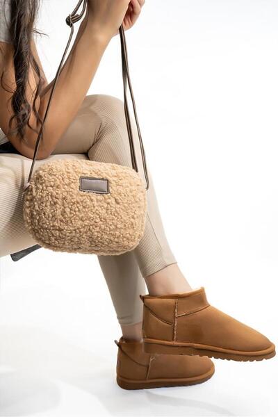 Shupe Γυναικεία τσάντα ώμου Mini Urban Crossbody από βελούδινη γούνα με λουρά...