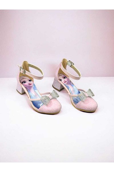 PATİK BEBE Girl's Heeled Transparent Pink Evening Dress Shoes