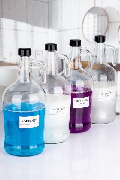 Karçiçeği Home Decorative Glass 4-Piece Softener and Detergent Dark Whites Colors Bottle 3 Lt