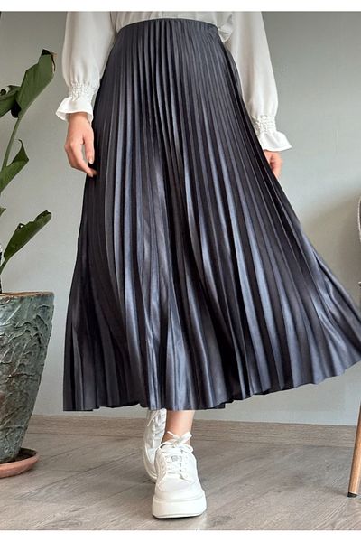 ALLMİRA FASHION Fusta Hijab subțire plisată NEGRĂ