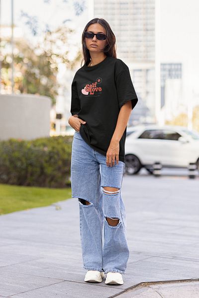New Shine Μπλουζάκι Unisex Oversize Crew Neck Cotton Self Your εμπριμέ κοντομάνικο μπλουζάκι