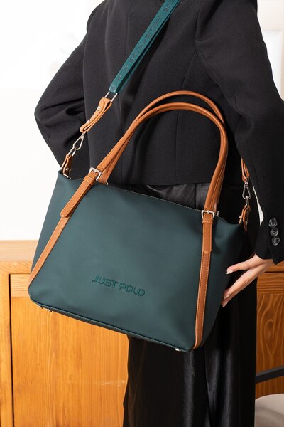 Just Polo Justpolo Women's Green Large Size Shoulder Bag with Adjustable Long Strap