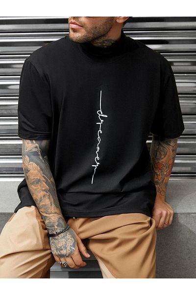 New Shine Μπλουζάκι Unisex Crew Neck με εμπριμέ βαμβακερό κοντό μανίκι