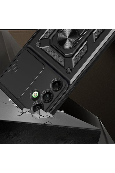 Vendas Galaxy A16 Compatible Magnetic Stand Camera Protected Zore Sliding Vega Cover-Black