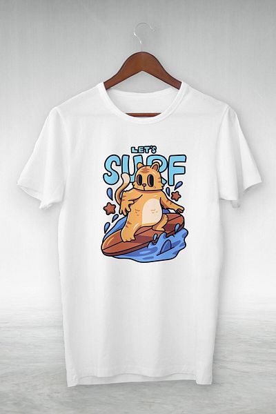 New Shine Λευκό μπλουζάκι "Let's Surf" με εικονογράφηση Vip Design
