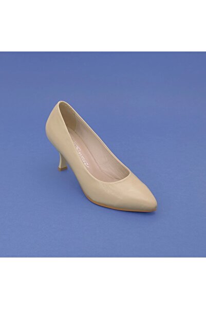 Metin Kundura PYZ 0118 Hakiki Deri 7 cm Topuklu Stiletto Bej