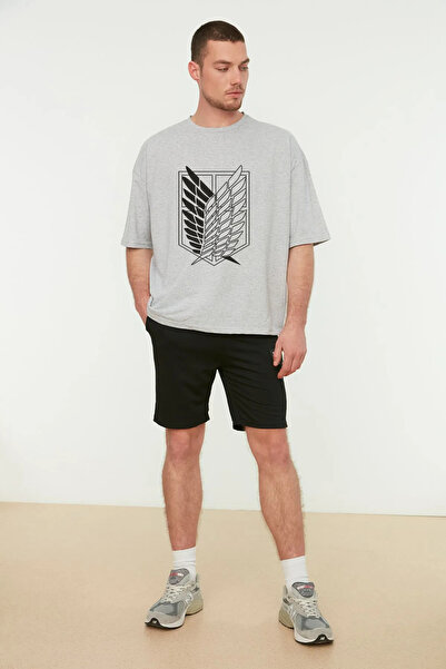 New Shine Λογότυπο Lunavista Printed Black T-Shirt Attack On Titan