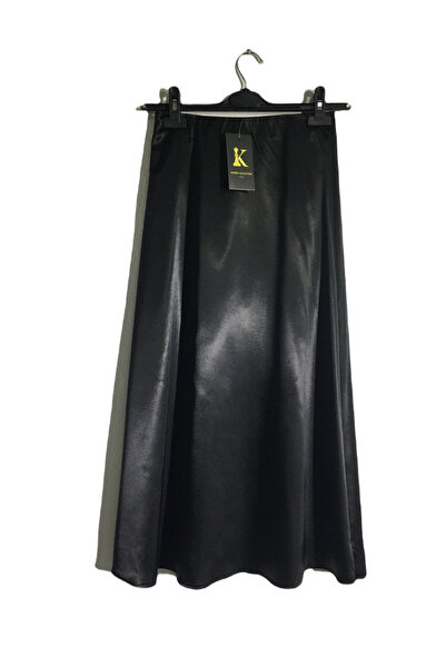Kahra Collection Siyah Midi Boy Saten Etek