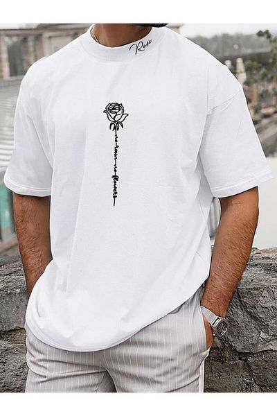 New Shine Tricou oversize cu mânecă scurtă din bumbac imprimat cu gât crew