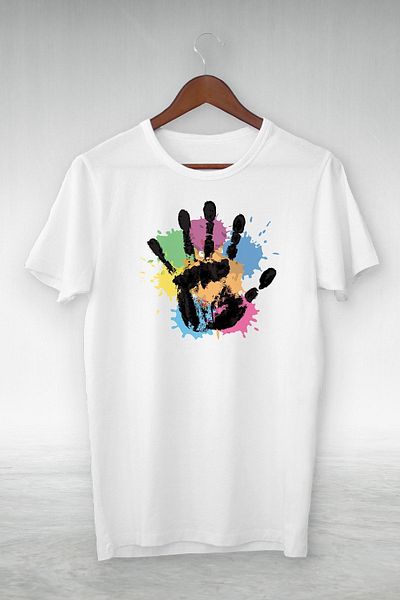 New Shine Λευκό - Touch Hand Five Colors Illustration Drawing - Vip Design Tshirt
