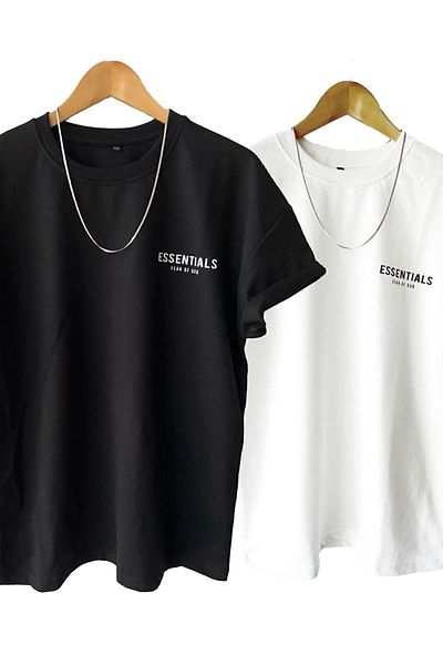 New Shine Σετ με 2 ασπρόμαυρα ανδρικά μπλουζάκια με κοντό μανίκι με λαιμόκοψη