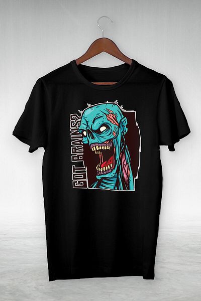 New Shine Unisex Black Got Brains Printed Tshirt Illustration Illustration - Vip Design Tshirt