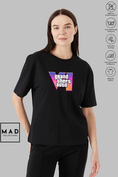 New Shine MAD COLLECTION Unisex Oversize Crew λαιμόκοψη βαμβακερό GTA 6 εμπριμέ κοντομάνικο μπλουζάκι