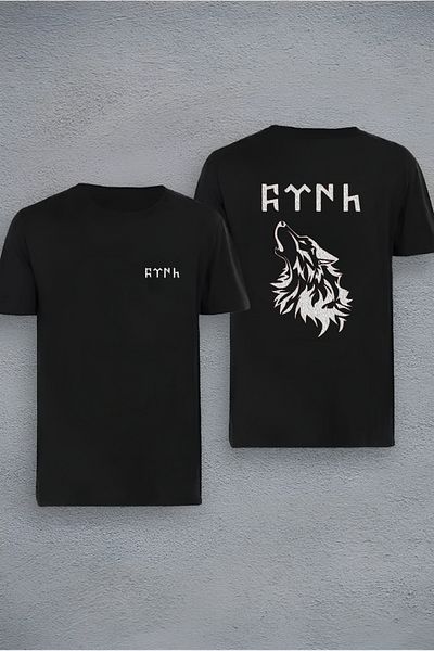 New Shine Μπλουζάκι Unisex Design Ulu Kurt TURKIC με εμπριμέ κοντό μανίκι 100% βαμβάκι
