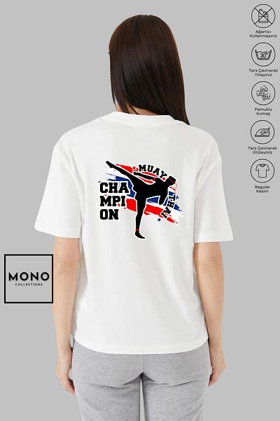 New Shine COLECȚIA MONO Tricou cu mânecă scurtă cu imprimeu Muay Thai, unisex, cu gât crew, bumbac