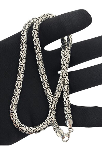 VİLİCOZİ Gümüş Ezme Yassı Kral Zincir Kolye