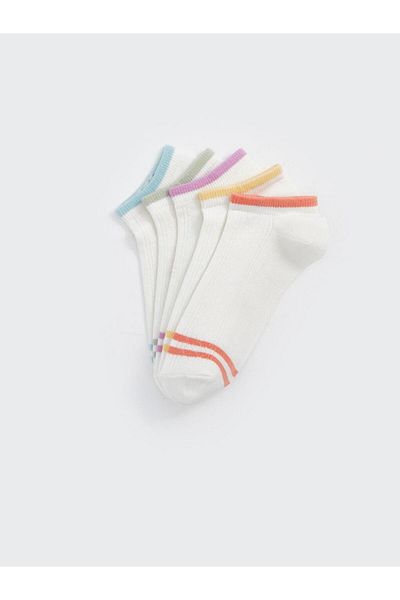 LC Waikiki Dream Coral Striped Women's Booties Socks 5 Pack