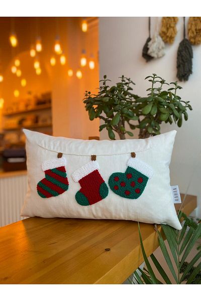 RahanDesign Christmas Pattern Socks Punch Dress - 30X50Cm Throw Pillow Cover