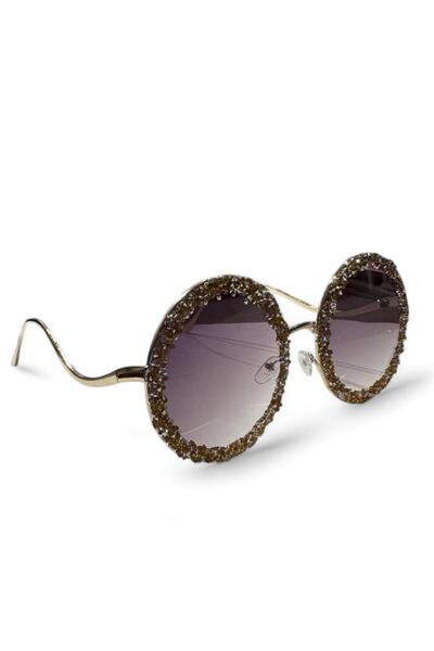 Melissa Boutique Kadın Kristal Gold Taş Çerçeveli Açık Kahverengi Renk Camlı ...