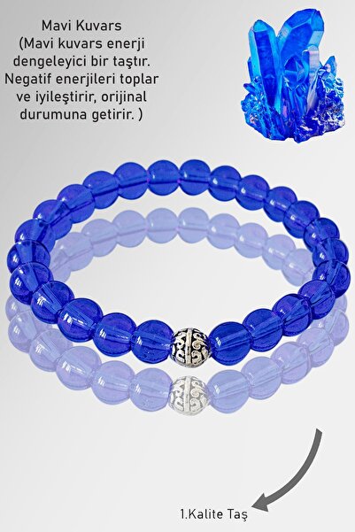 Erilsa Sertifikalı Mavi Kuvars Taşı Bileklik - Gümüş Aparatlı