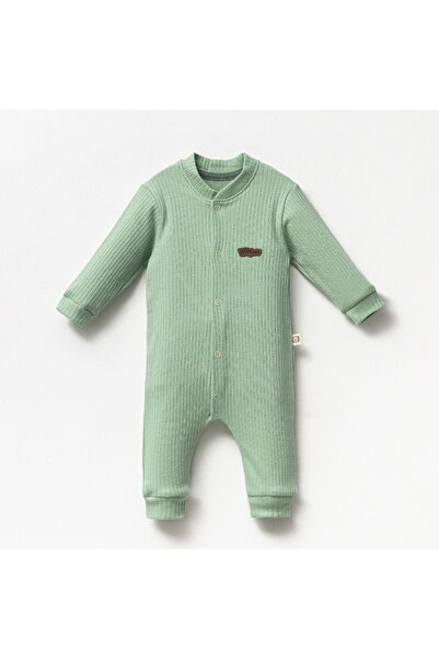 NoraKids Mint Colored Striped Long Sleeve Jumpsuit